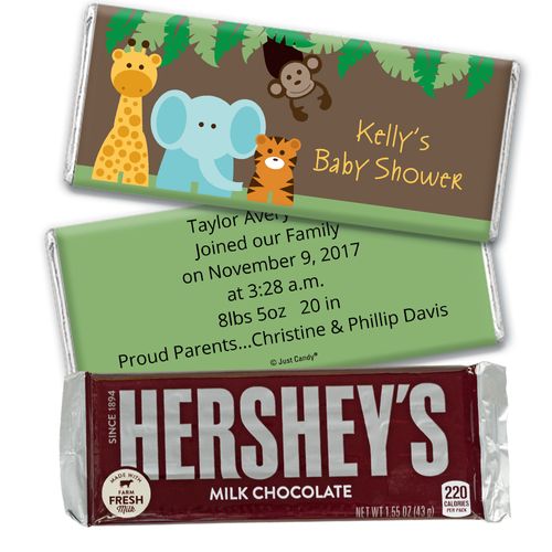 Personalized Baby Shower Jungle Buddies Hershey's Bar Assembled