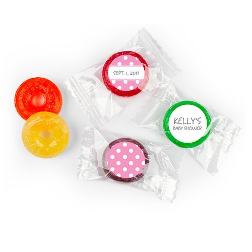 Polka Dot Personalized Baby Shower LifeSavers 5 Flavor Hard Candy Assembled