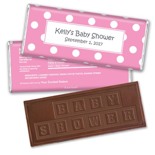 Polka Dot Shower Personalized Embossed Chocolate Bar Assembled