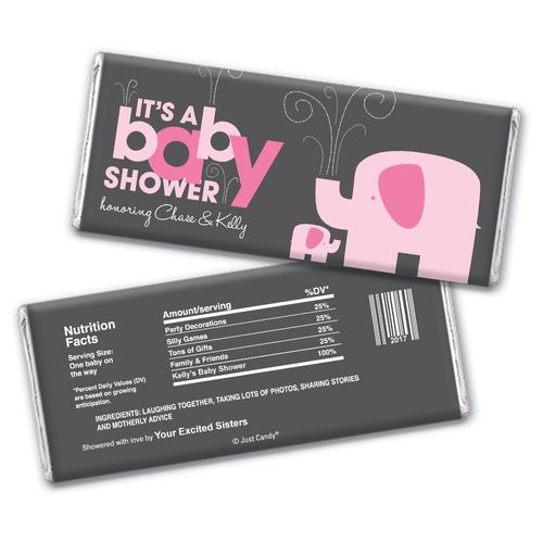 Elephant Shower Personalized Candy Bar - Wrapper Only