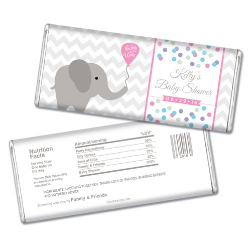 Baby Shower Personalized Chocolate Bar Chevron Dots Elephant