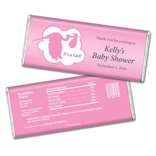 Baby Shower Personalized Chocolate Bar Stork