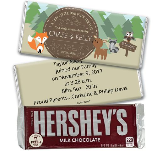 Baby Shower Personalized Hershey's Milk Chocolate Bar Fox, Deer, Forest Animals