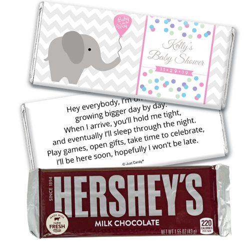 Baby Shower Personalized Hershey's Milk Chocolate Bar Chevron Dots Elephant