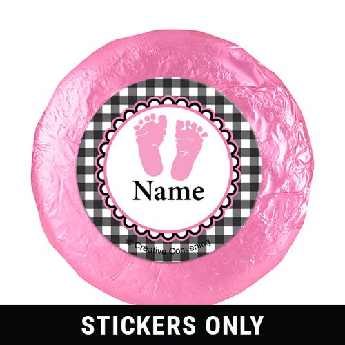 Sweet Baby Feet Pink Personalized 1.25" Stickers (48 Stickers)