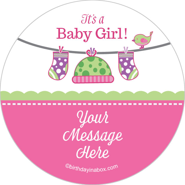 Shower with Love Girl Personalized 2" Stickers (20 Stickers) WH Candy