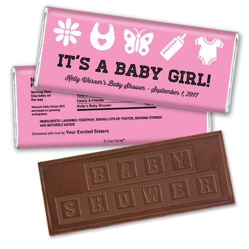 Baby Girl Things Personalized Embossed Chocolate Bar Assembled