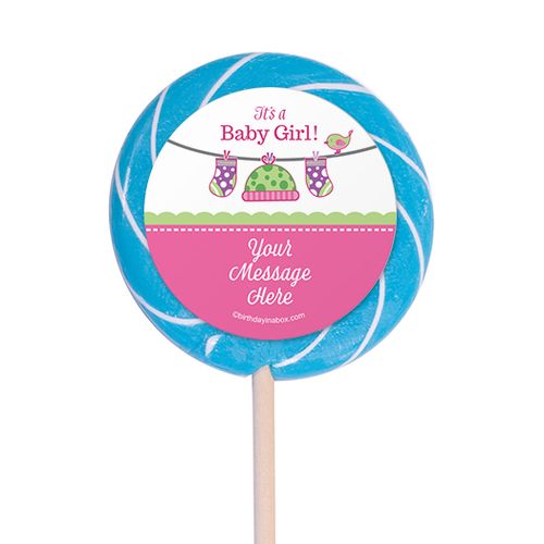 Shower with Love Girl Personalized 3" Lollipops (12 Pack)