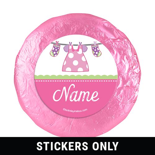 Shower with Love Girl Personalized 1.25" Stickers (48 Stickers)