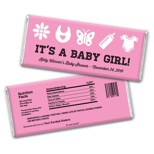Baby Girl Things Personalized Candy Bar - Wrapper Only
