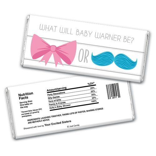 Mustache or Bows Personalized Candy Bar - Wrapper Only