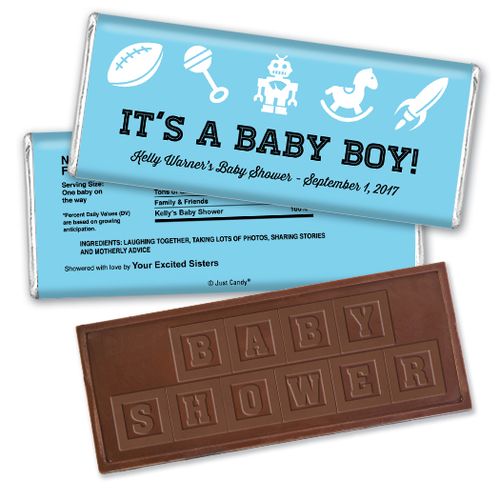 Baby Boy Things Personalized Embossed Chocolate Bar Assembled