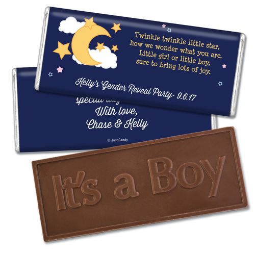 Gender Reveal Baby Shower Embossed It's a Boy Chocolate Bar Twinkle Twinkle Star