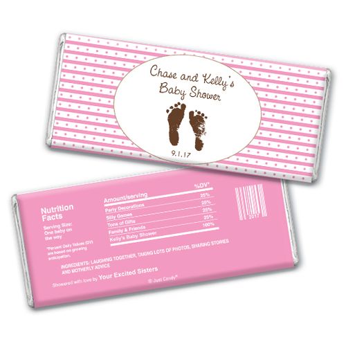 Baby Shower Personalized Chocolate Bar Footprints