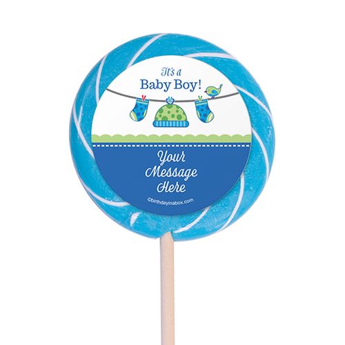 Shower with Love Boy Personalized 3" Lollipops (12 Pack)