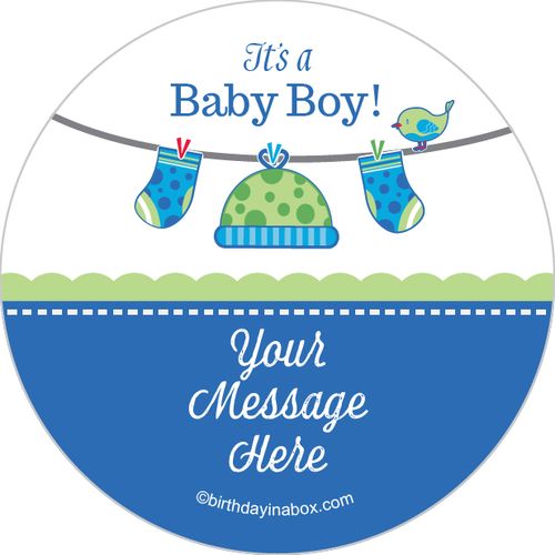 Shower with Love Boy Personalized 2" Stickers (20 Stickers)