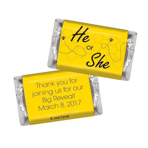 Gender Reveal Baby Shower Personalized Hershey's Milk Chocolate Miniatures Bumble Bee