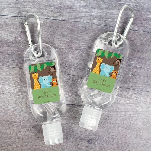 Personalized Baby Shower Jungle Buddies Hand Sanitizer with Carabiner - 1.fl. Oz.