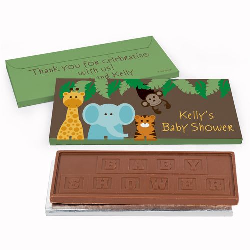 Deluxe Personalized Jungle Safari Baby Shower Chocolate Bar in Gift Box