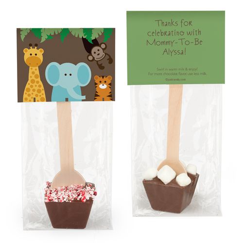 Personalized Baby Shower Jungle Animals Hot Chocolate Spoon