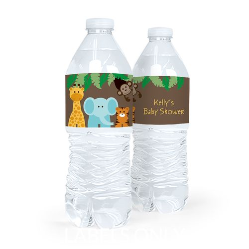 Personalized Baby Shower Jungle Buddies Water Bottle Sticker Labels (5 Labels)
