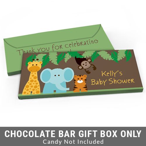 Deluxe Personalized Jungle Safari Baby Shower Candy Bar Favor Box