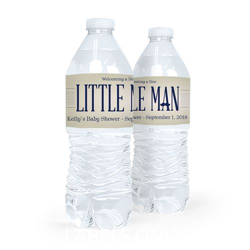 Personalized Baby Shower Little Man Water Bottle Sticker Labels (5 Labels)