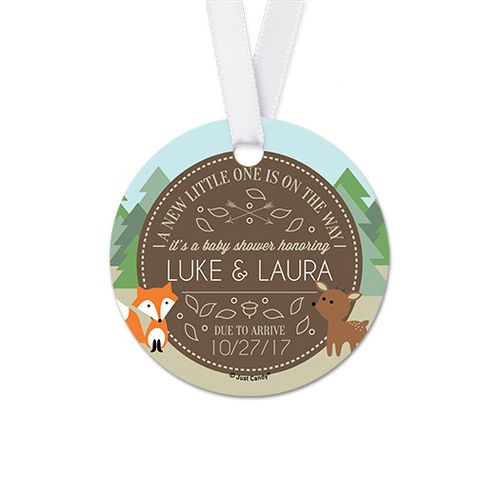 Personalized Forest Animals Baby Shower Round Favor Gift Tags (20 Pack)