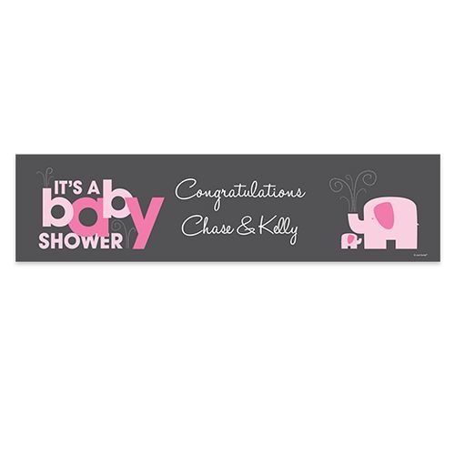 Personalized Baby Shower Elephants 5 Ft. Banner