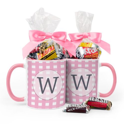Personalized Baby Shower Checkered Pattern 11oz Mug with Hershey's Miniatures