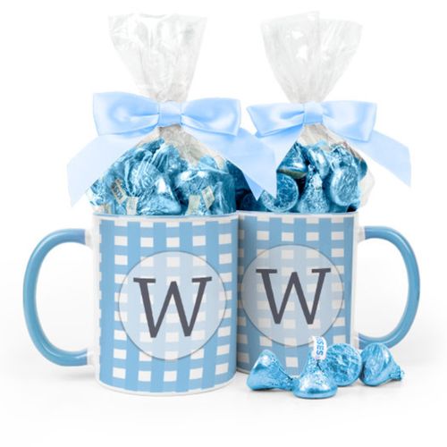 Personalized Baby Shower Checkered Pattern 11oz Mug with Hershey's Kisses