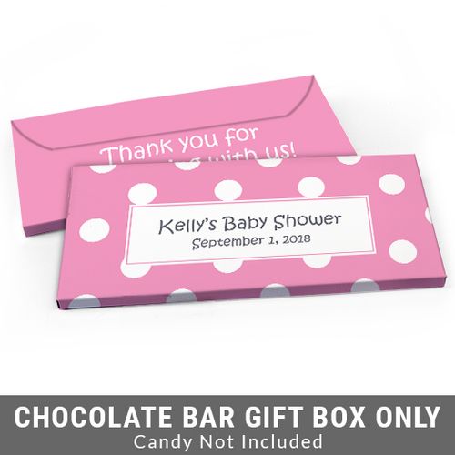 Deluxe Personalized Polka Dots Baby Shower Candy Bar Favor Box