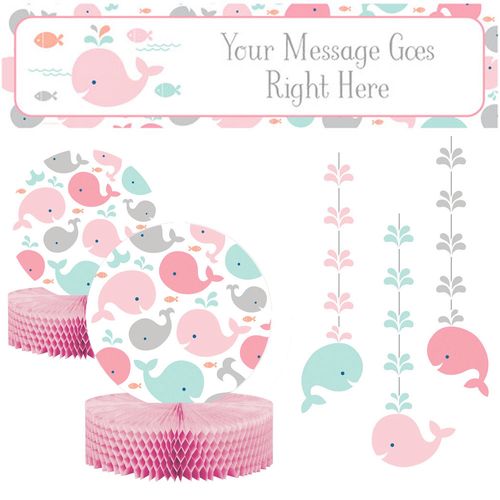 Baby Shower Decorating Kit - Baby Whale Pink
