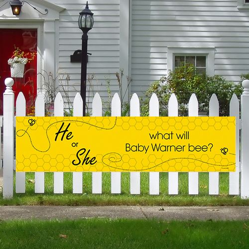 Personalized Gender Reveal Bee Baby Shower 5 Ft. Banner