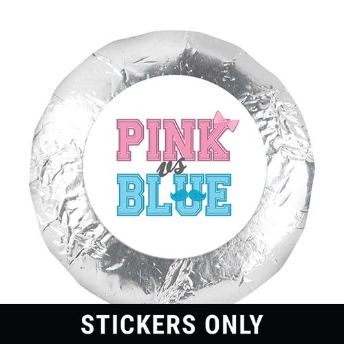 Gender Reveal 1.25" Sticker Mustache & Bow (48 Stickers)