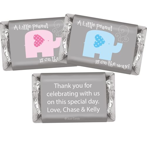 Gender Reveal Baby Shower Baby Elephants Personalized Hershey's Miniatures