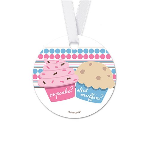 Personalized Cupcakes Baby Shower Round Favor Gift Tags (20 Pack)