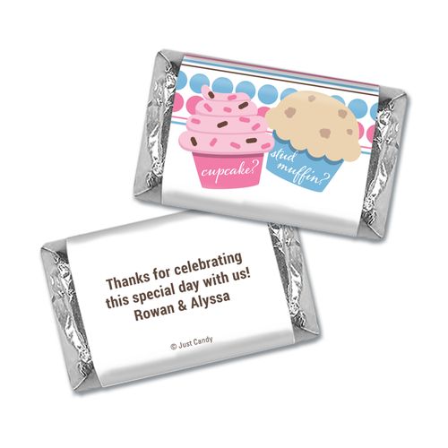 Gender Reveal Baby Shower Cupcakes Personalized Hershey's Miniatures Wrappers