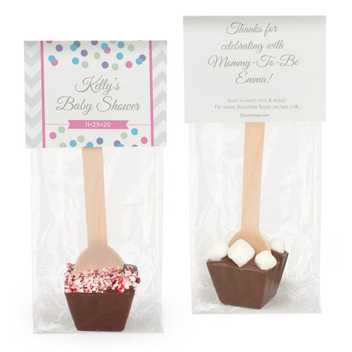 Personalized Baby Shower Chevron Dots Elephant Hot Chocolate Spoon