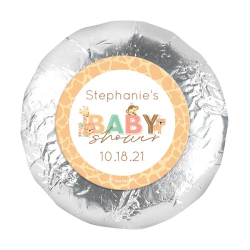 Personalized Safari Snuggles Baby Shower 1.25" Stickers (48 Stickers)