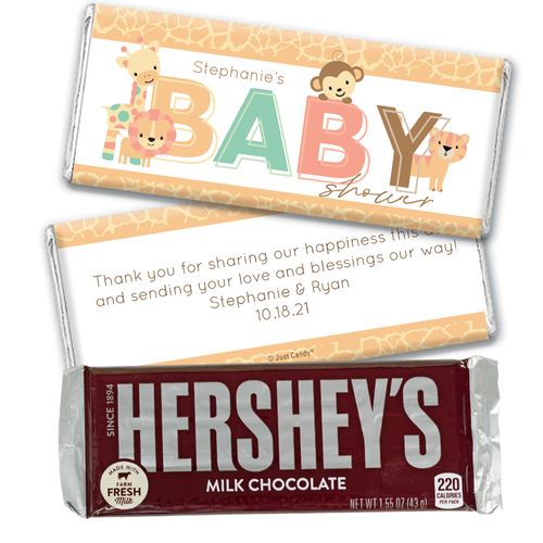 Baby Shower Personalized Hershey's Milk Chocolate Bar Safari Snuggles