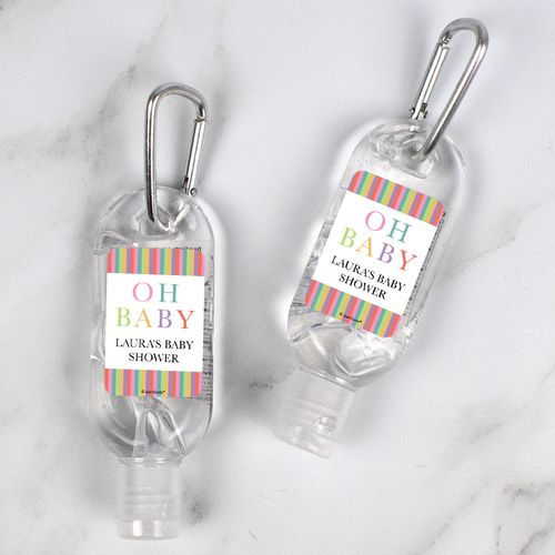 Personalized Baby Shower Happy Baby Hand Sanitizer with Carabiner - 1.fl. Oz.