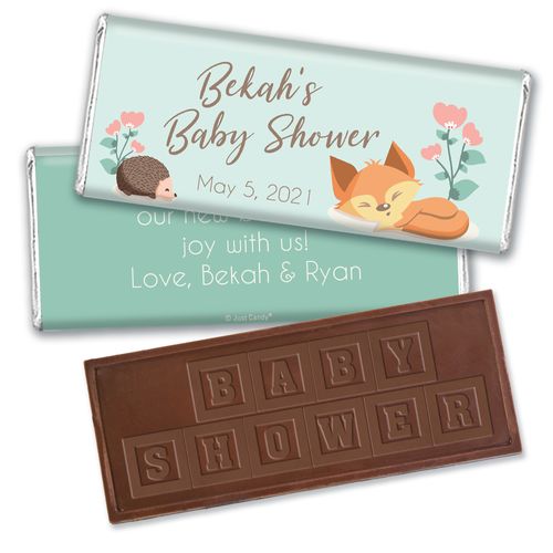 Baby Shower Personalized Embossed Chocolate Bar Woodland Buddies