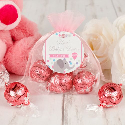 Personalized Baby Shower Lindt Truffle Organza Bag- Chevron Dots