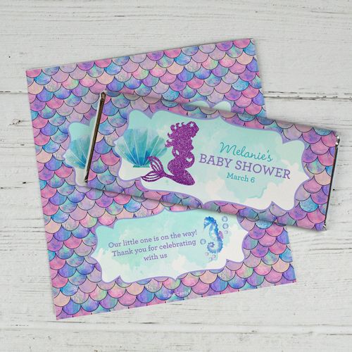 Personalized Baby Shower Mermaid Chocolate Bar Wrappers