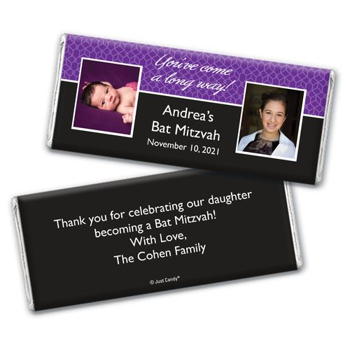 Bat Mitzvah Personalized Chocolate Bar Wrappers Then & Now