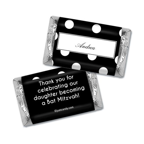 Bat Mitzvah Personalized HERSHEY'S MINIATURES Wrappers Polka Dot Place Cards