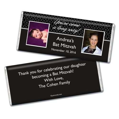 Bat Mitzvah Personalized Chocolate Bar Then & Now