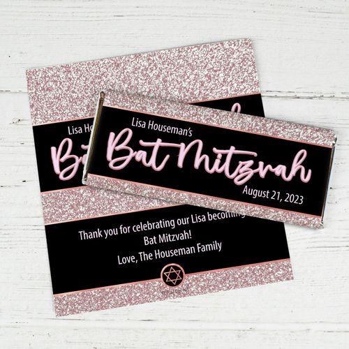 Personalized Bat Mitzvah - Rose Gold Chocolate Bar Wrappers