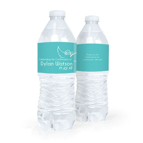 Personalized Confirmation Cross & Dove Water Bottle Sticker Labels (5 Labels)